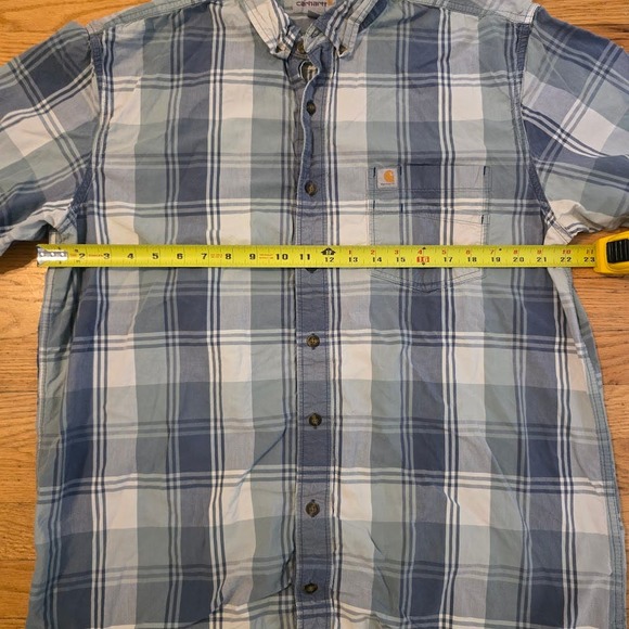 Carhartt Relaxed Fit Blue Plaid Short Sleeve Button Down Shirt Men’s XL - Picture 5 of 6